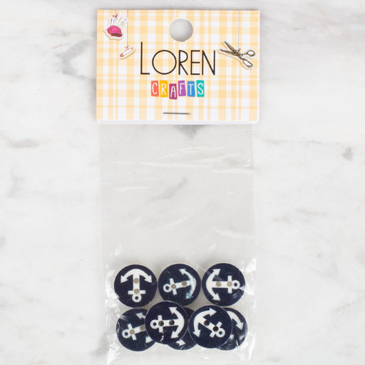 Loren Crafts 8'li Çapa Siyah Düğme - 0426