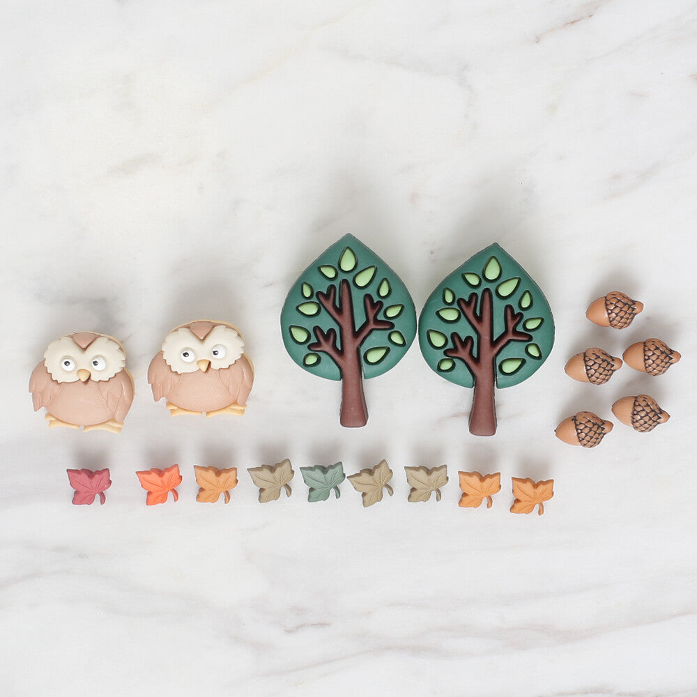 Dress It Up Baykuş Ağaç Dekoratif Düğme - 5815