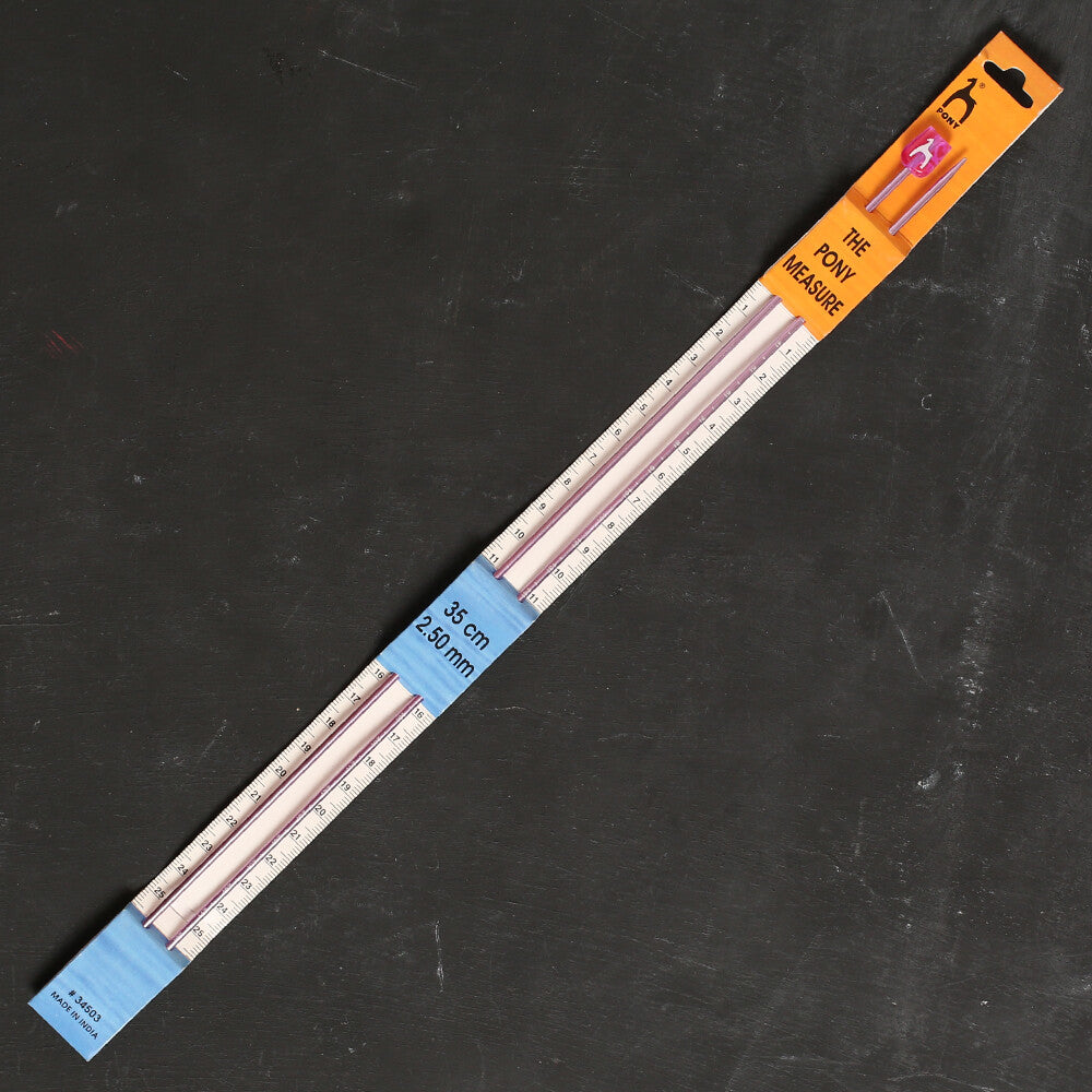 Pony Measure 2.5 mm 35 cm Mor Cetvelli Alüminyum Örgü Şişi - 34503