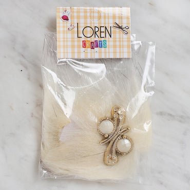 Loren Crafts İncili Patik Süsü 1 Çift - Krem