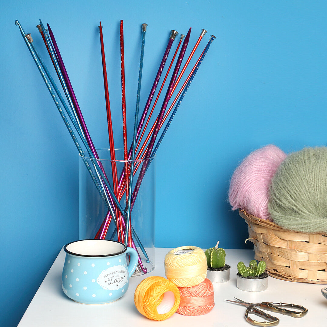 Yabalı 6 mm 35 cm Mavi Cetvelli Örgü Şiş - YBL-347 – Hobium