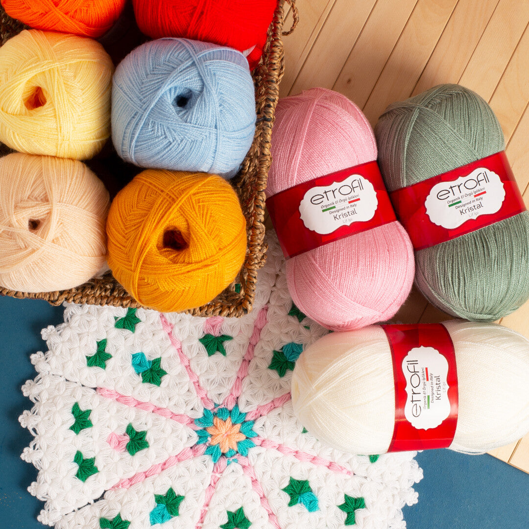 Etrofil Kristal Pembe El Örgü İpi - 12014