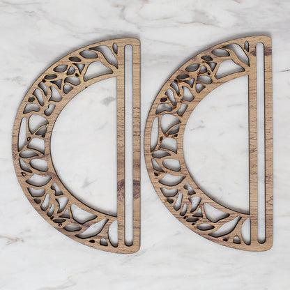 Loren Ahşap Oymalı Desenli Çanta Sapı