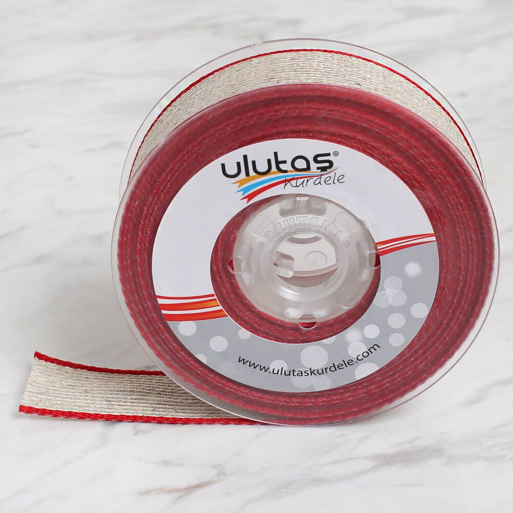 Ulutaş 2,5 cm 10 mt Kırmızı Keten Kurdele