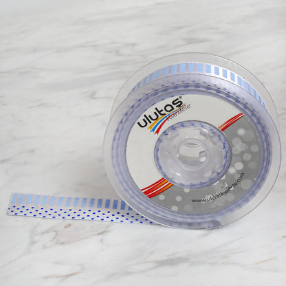 Ulutaş 2,5 cm 20 mt Baskılı Mavi Saten Kurdele