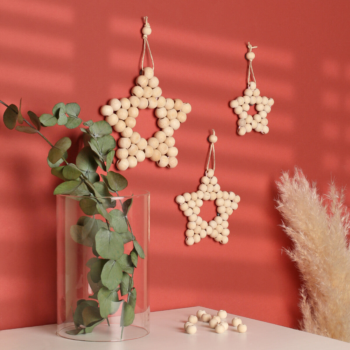 Loren Crafts 100 Adet Karışık Renkli Yuvarlak Ahşap Boncuk 10mm