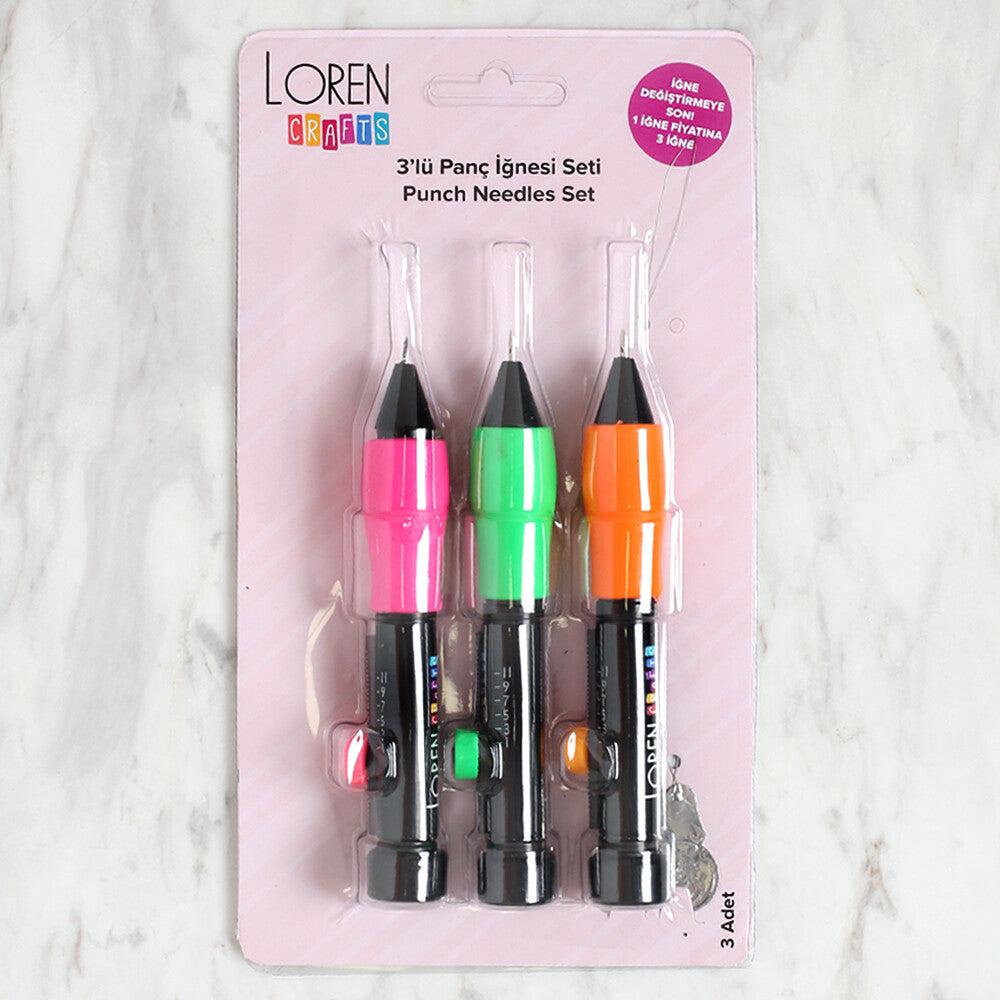 Loren Crafts 3'lü Panç İğnesi Seti