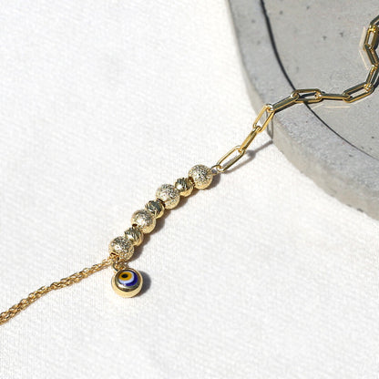 Clotho 925 Ayar Gümüş, Dorika Simli Ataçlı Model Altın Rengi Bileklik