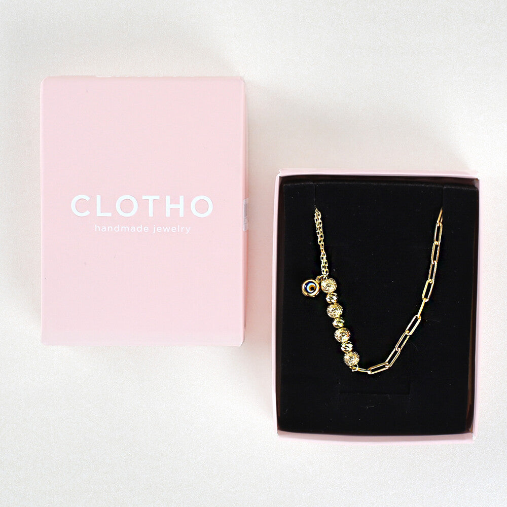 Clotho 925 Ayar Gümüş, Dorika Simli Ataçlı Model Altın Rengi Bileklik