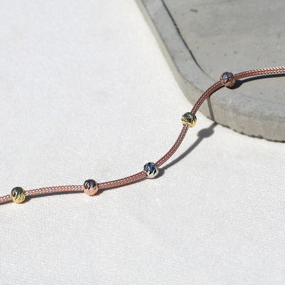 Clotho 925 Ayar Gümüş, Hasır Zincir Rose 3 Renkli Dorika Bileklik