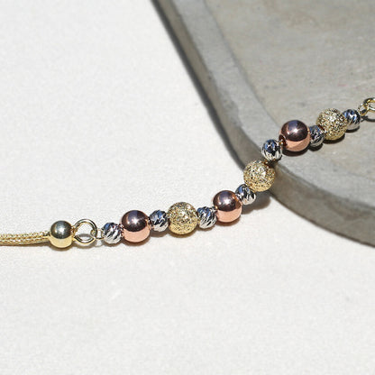 Clotho 925 Ayar Gümüş, Hasır Zincir, Dorika, Sim Top 3 Renkli Bileklik