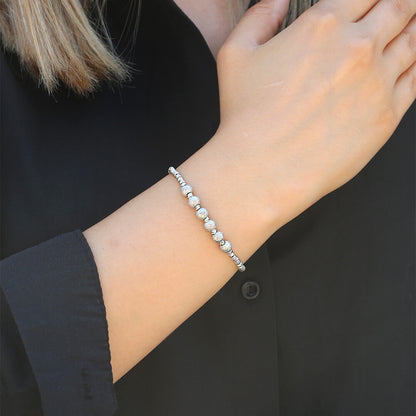 Clotho 925 Ayar Gümüş, Dorika, Simli Top Gümüş Renk Bileklik