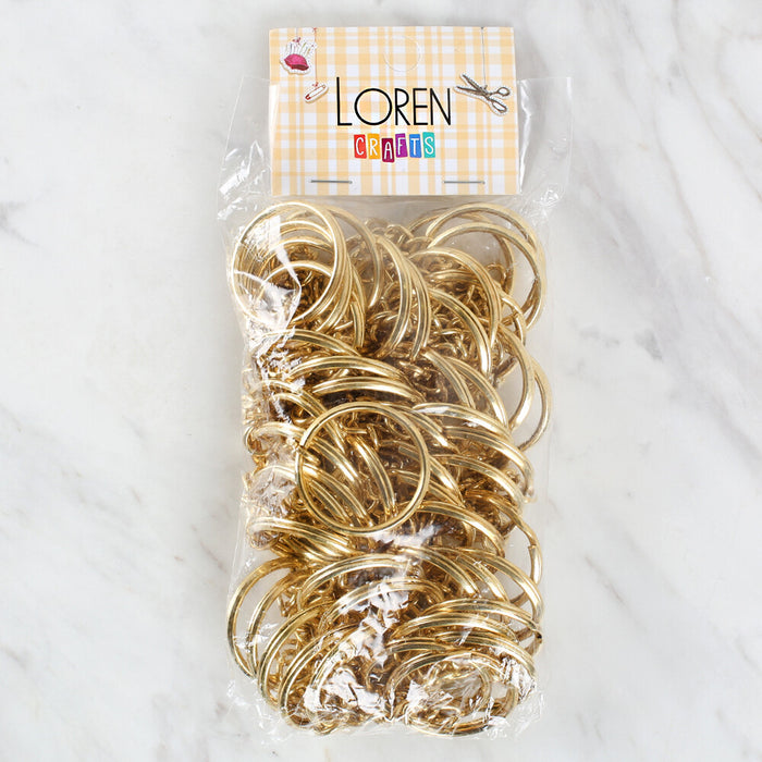 Loren Crafts 50'li 2,5 cm Altın Rengi Anahtarlık Halkası
