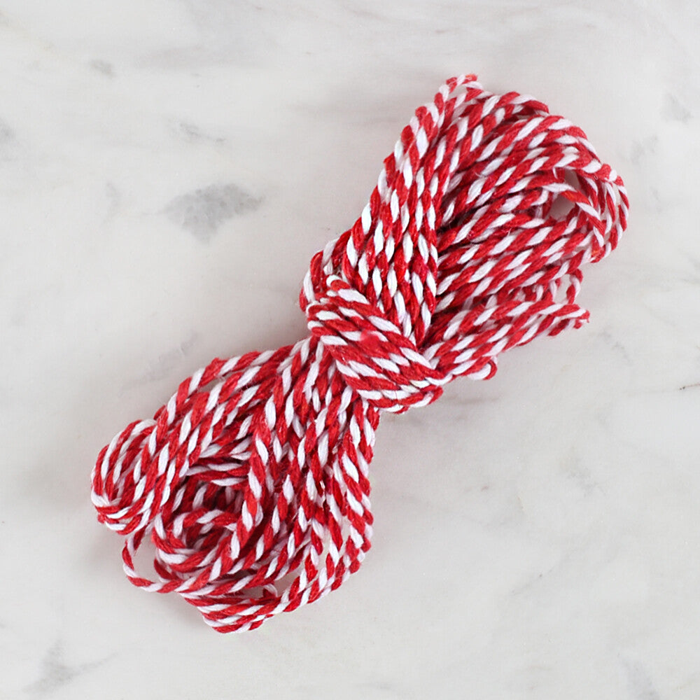Loren 5m Beyaz-Kırmızı Paket İpi
