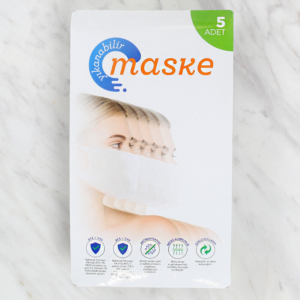 Loren 5 adet Yıkanabilir Maske