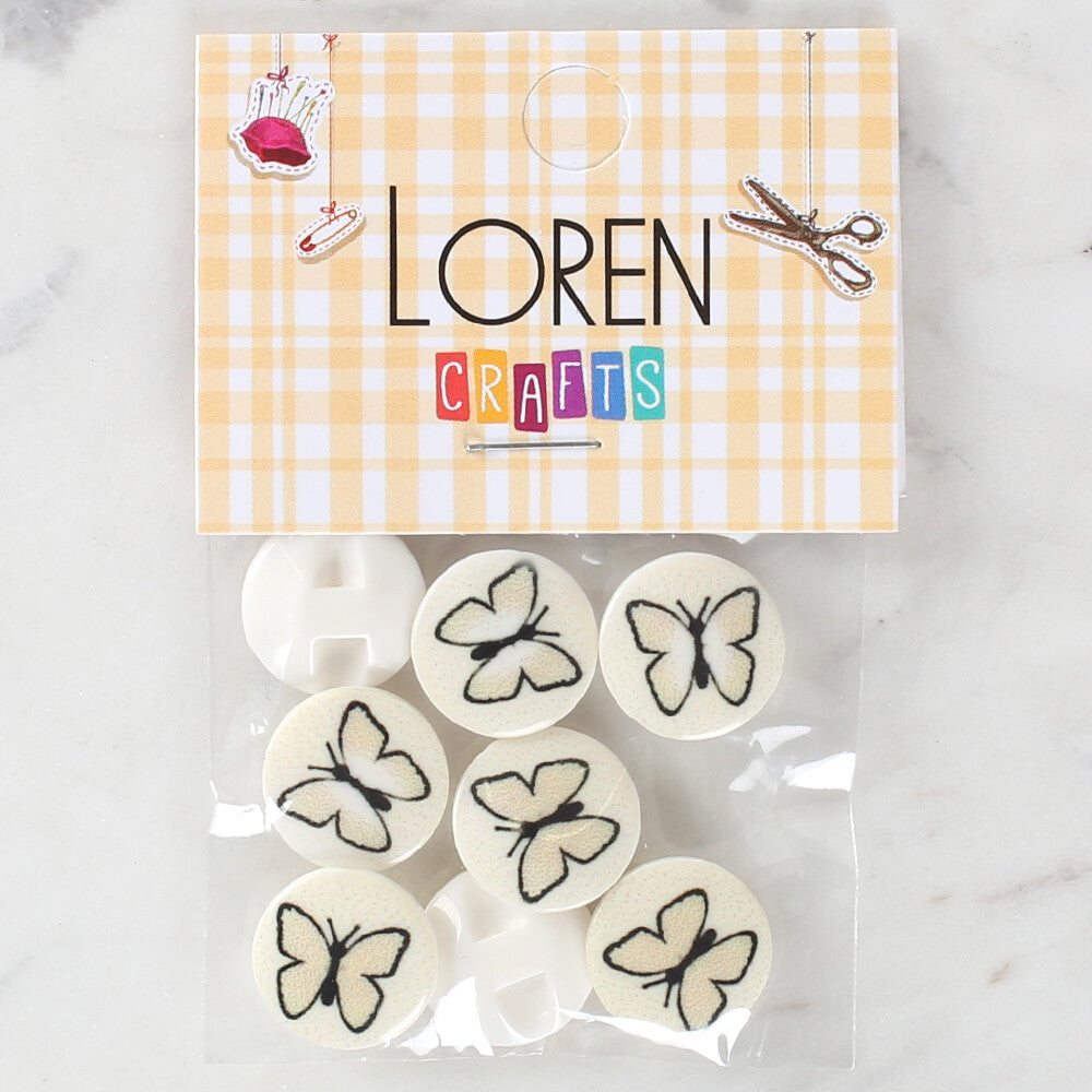 Loren Crafts 8'li Kelebek Düğme - 1222