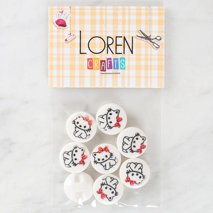 Loren Crafts 8'li Kedi Düğme - 1192
