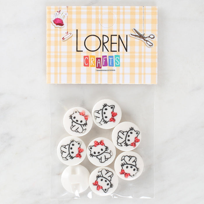 Loren Crafts 8'li Kedi Düğme - 1192