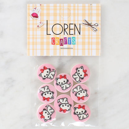 Loren Crafts 8'li Kedi Düğme - 1027
