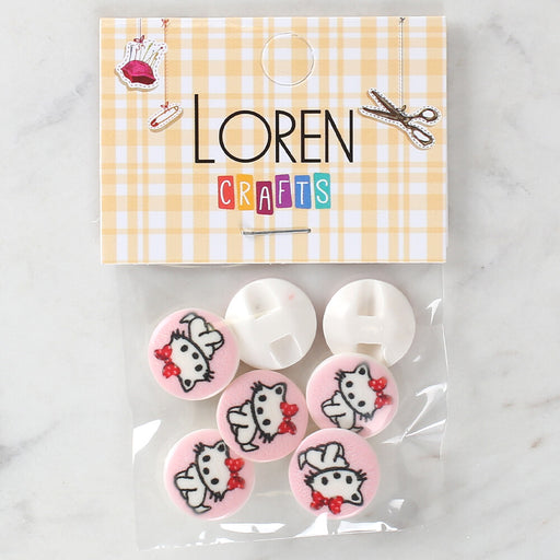 Loren Crafts 8'li Kedi Düğme - 1065