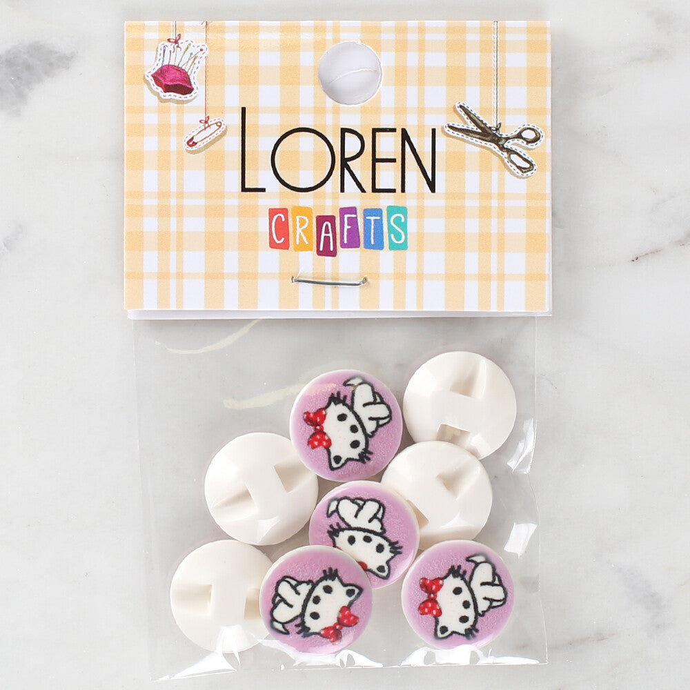 Loren Crafts 8'li Kedi Düğme - 1064