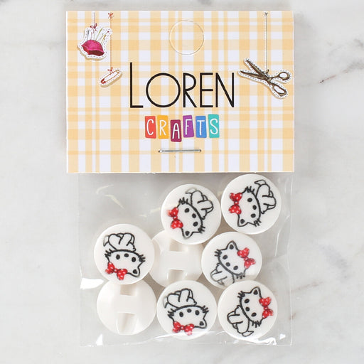 Loren Crafts 8'li Kedi Düğme - 1061