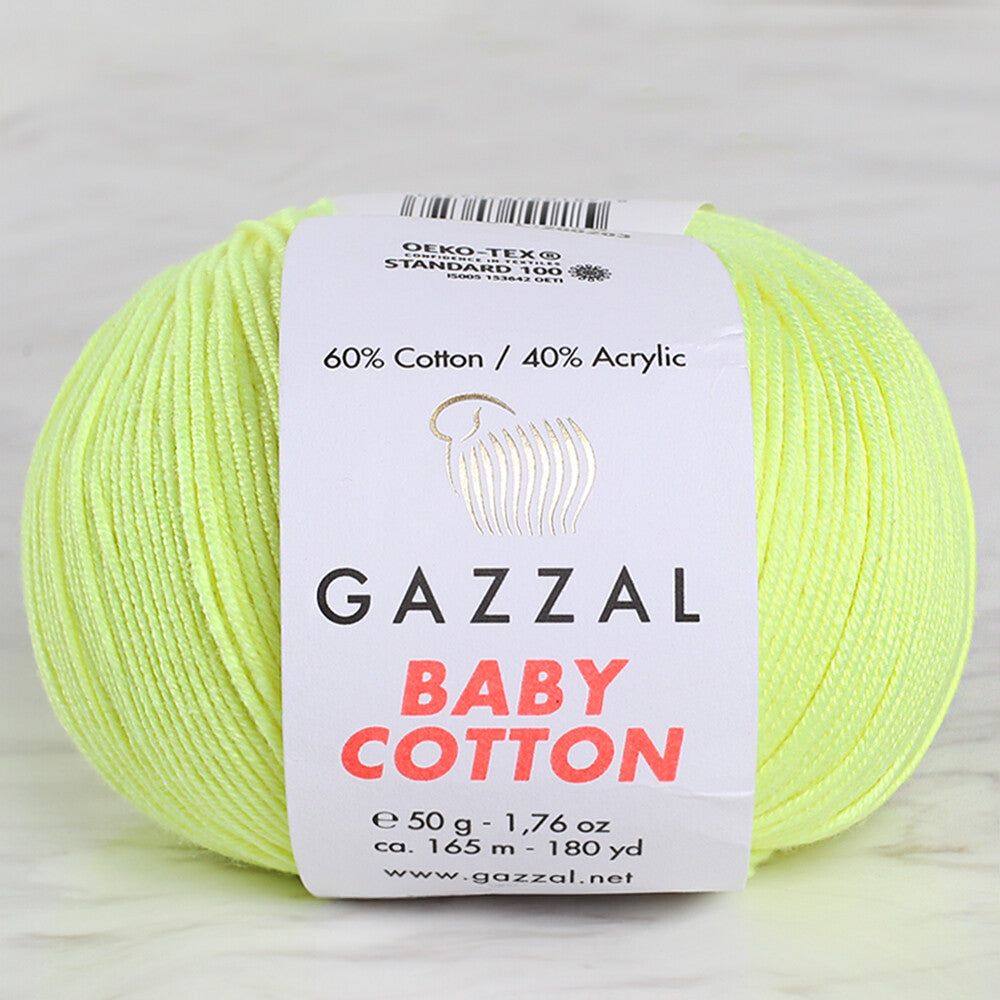 Gazzal Baby Cotton Fosforlu Sarı Bebek Yünü - 3462