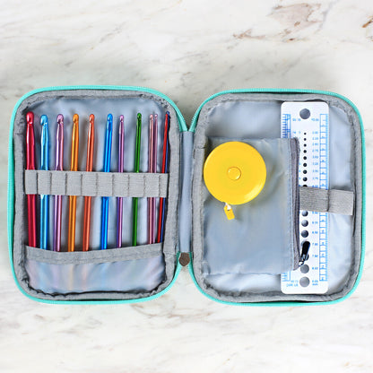 Loren Çantalı Tığ ve Örgü Aksesuarları Seti-Çiçek Desenli