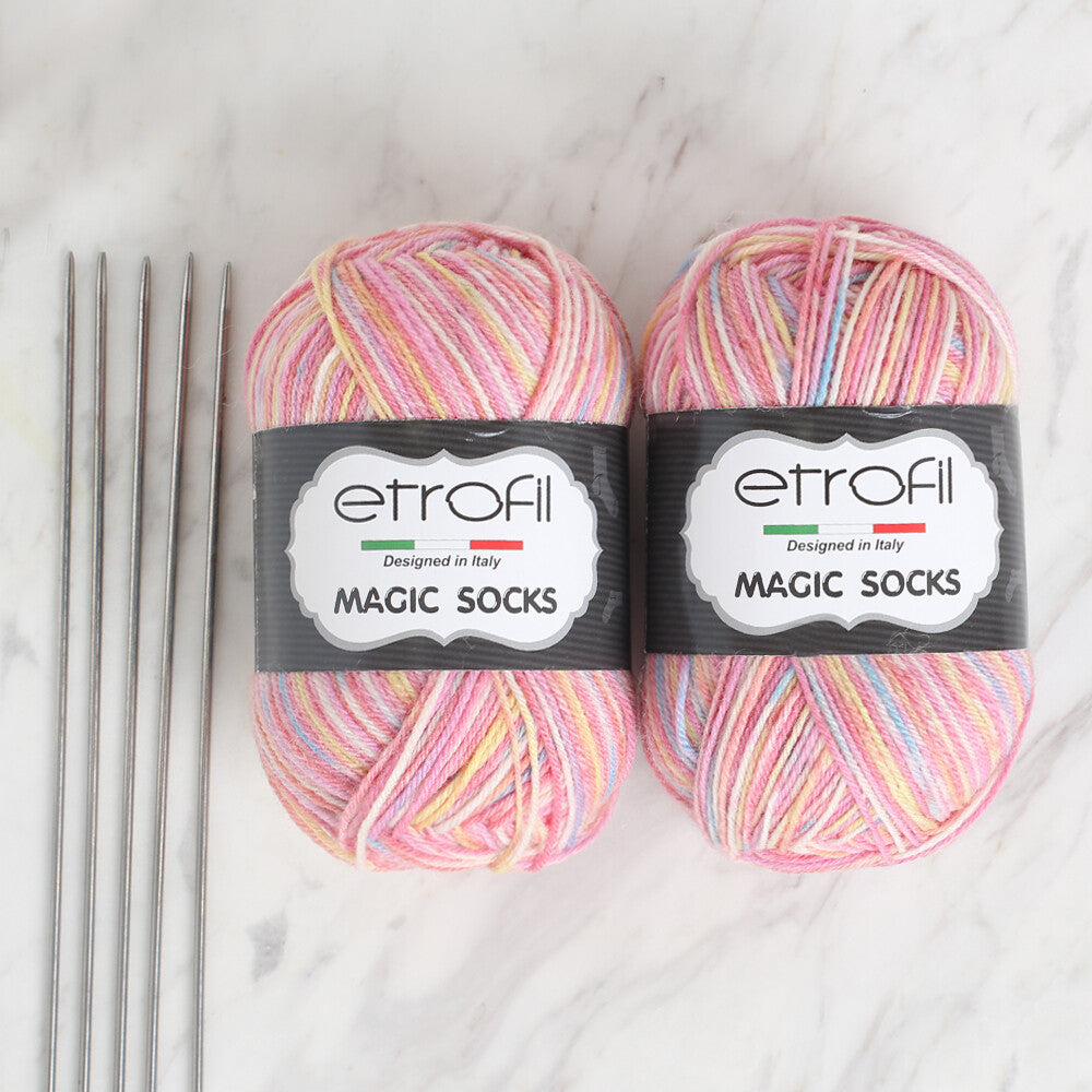 Etrofil Magic Socks Kit  2'li Yumak Ebruli Çorap Örgü İpi   