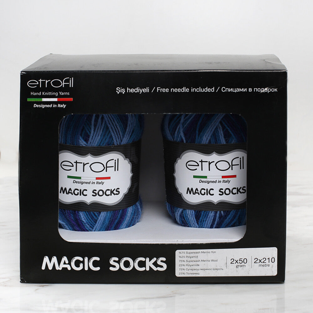 Etrofil Magic Socks Kit 2'li Yumak Ebruli Çorap Örgü İpi
