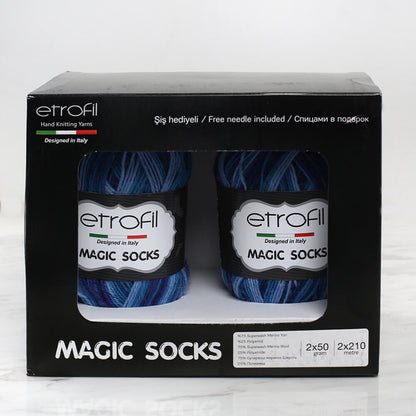 Etrofil Magic Socks Kit 2'li Yumak Ebruli Çorap Örgü İpi
