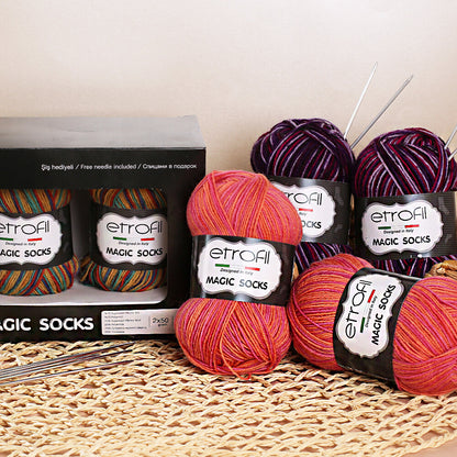 Etrofil Magic Socks Kit 2'li Yumak Ebruli Çorap Örgü İpi