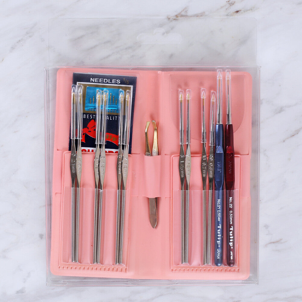 Tulip Pembe Dantel Tığ Seti