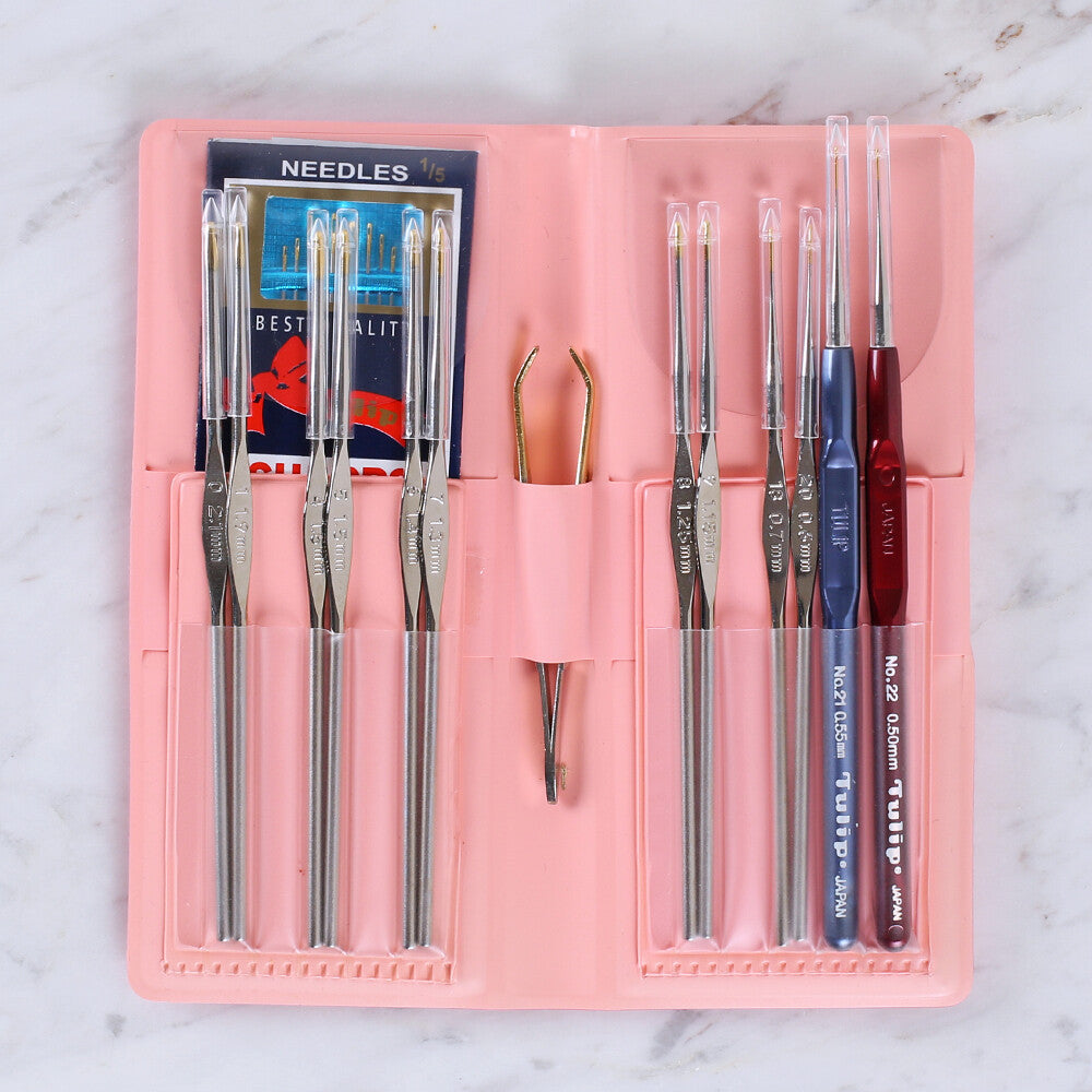 Tulip Pembe Dantel Tığ Seti