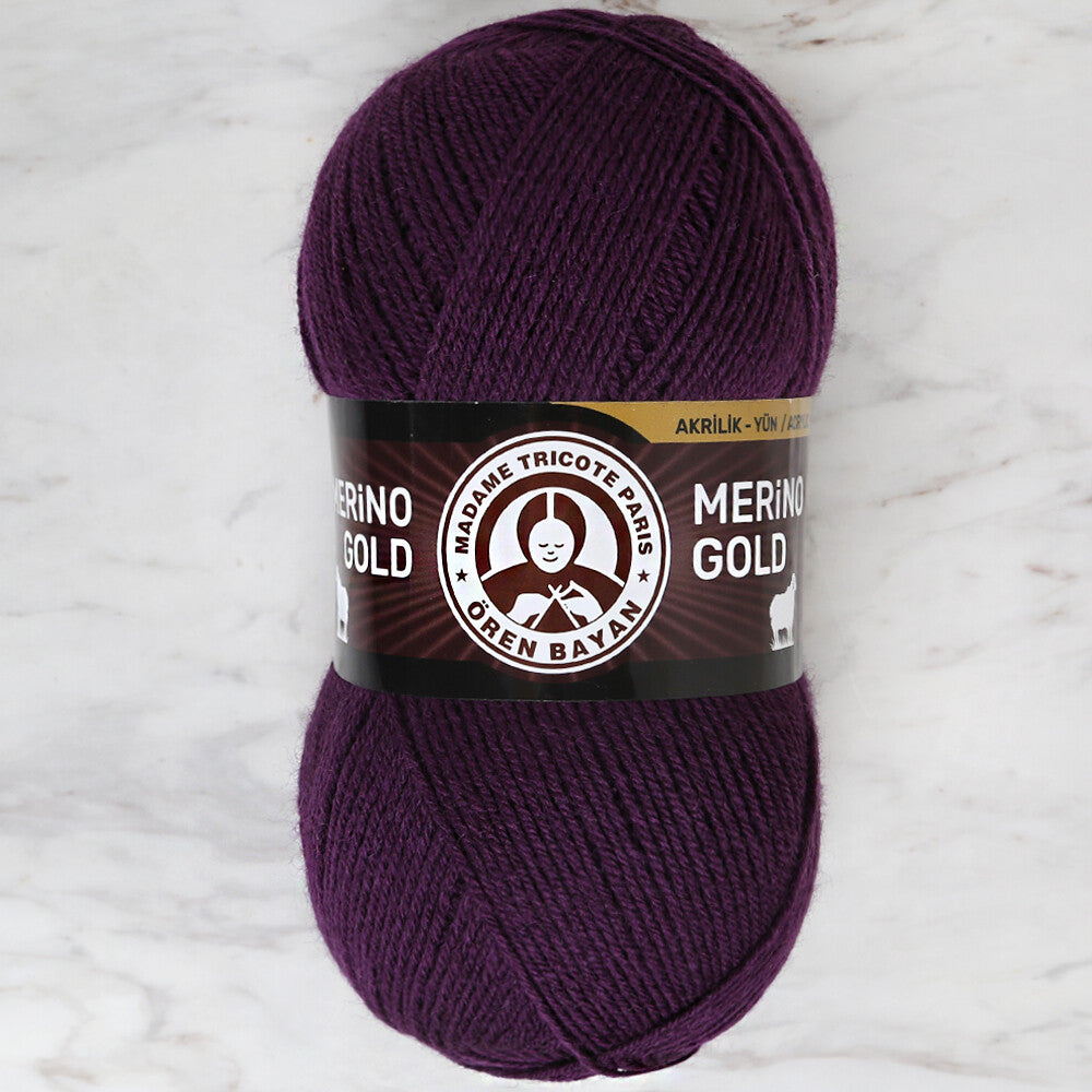 Örenbayan Merino Gold Patlıcan Moru El Örgü İpi - 060