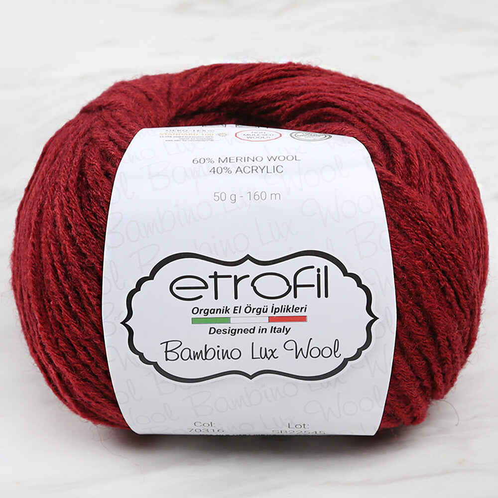 Etrofil Bambino Lux Wool Bordo El Örgü İpliği - 70316