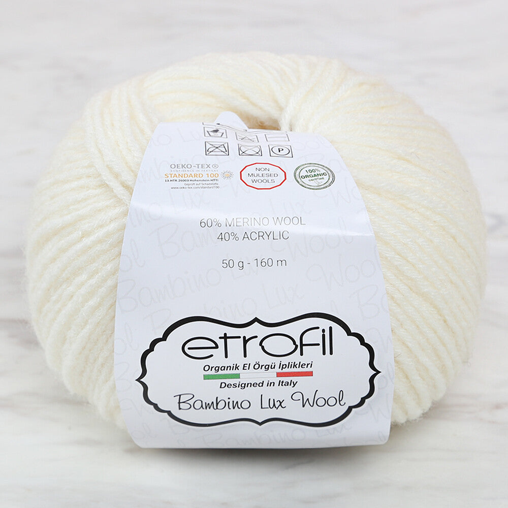 Etrofil Bambino Lux Wool Kırık Beyaz El Örgü İpliği - 70017