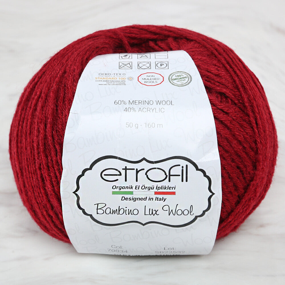 Etrofil Bambino Lux Wool Kırmızı El Örgü İpliği - 70034