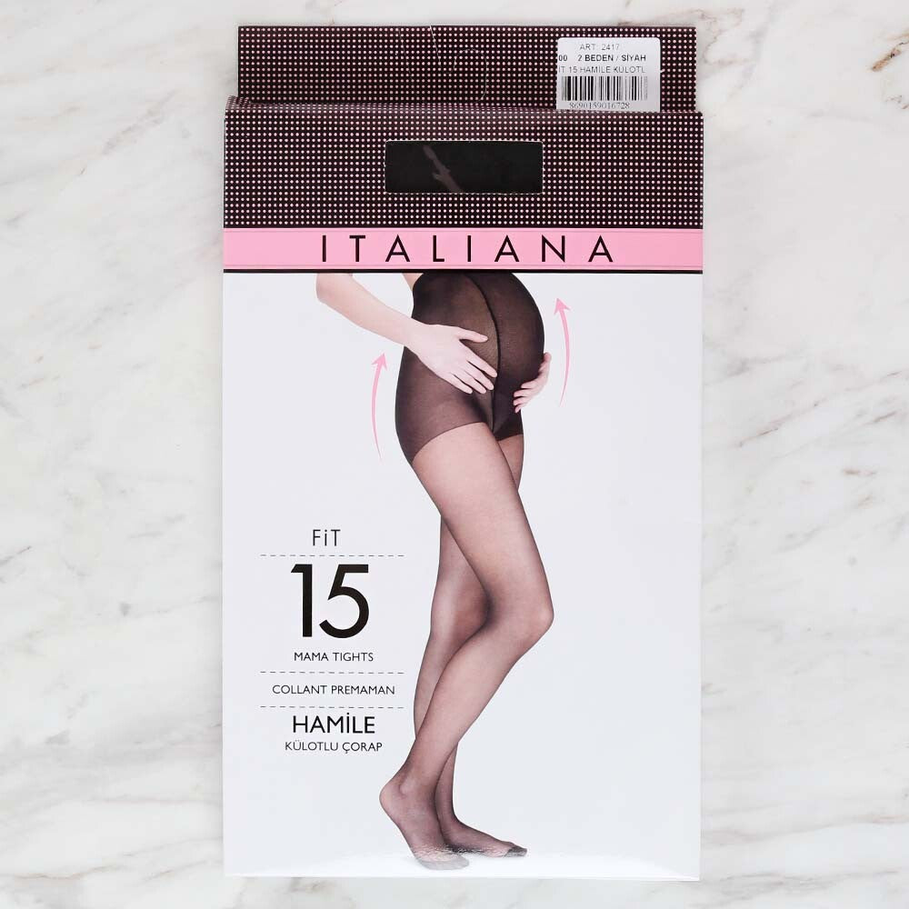 Italiana 2417 Fit 15 Hamile Külotlu Çorap, Siyah 500/2 Beden