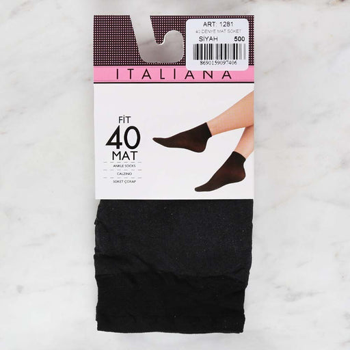Italiana 1281 Mat Soket Çorap, Siyah 500