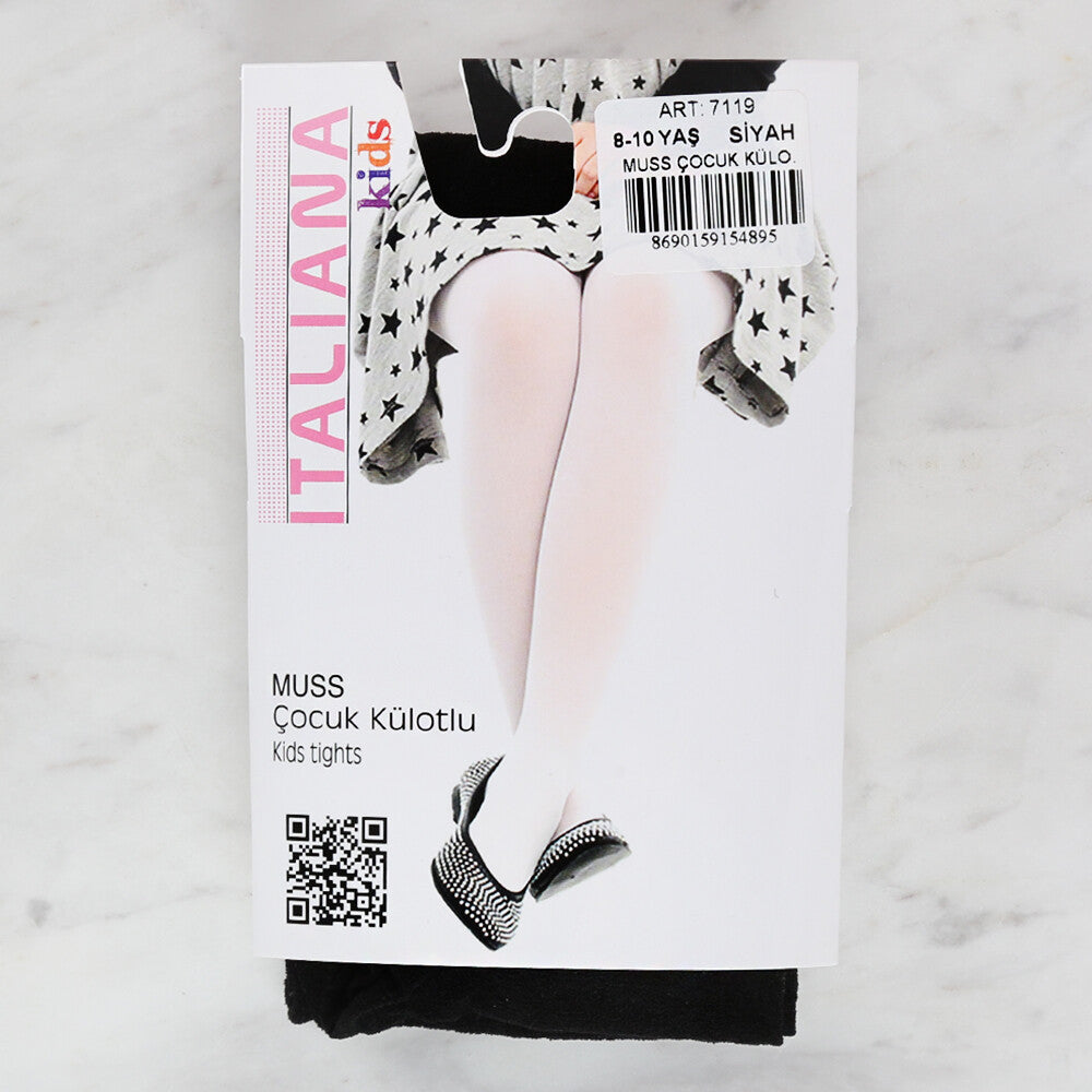 Italiana 7119 Muss Çocuk Külotlu Çorap, Siyah 8-10 Yaş