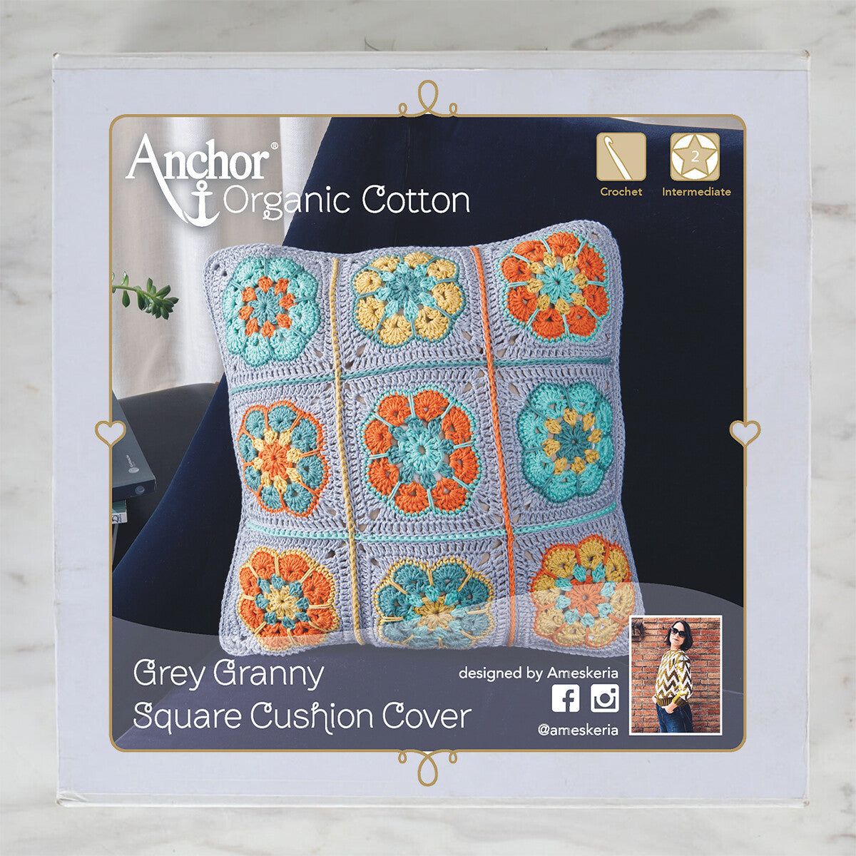 Anchor Organic Cotton Motifli Yastık Kiti - Art:A28G001-09063