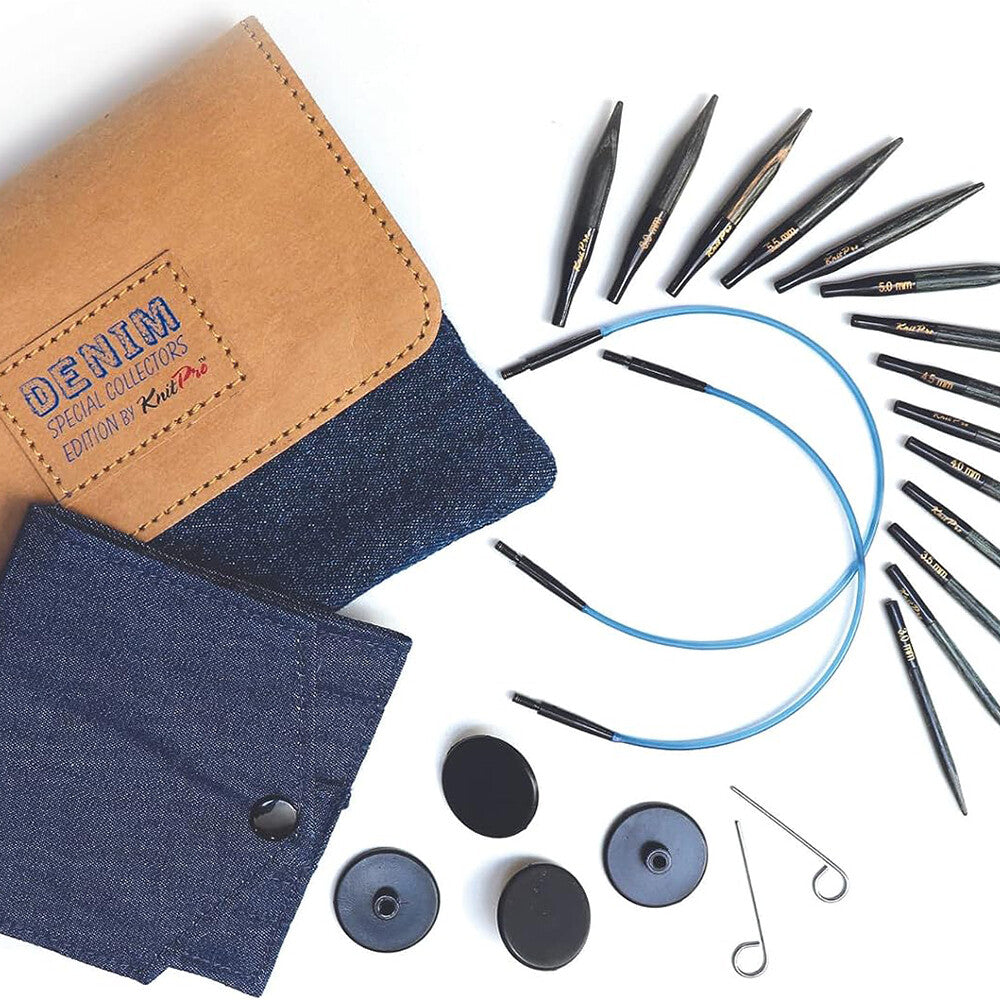 KnitPro Indigo Ahşap Mini Değiştirilebilir Misinalı Şiş Seti