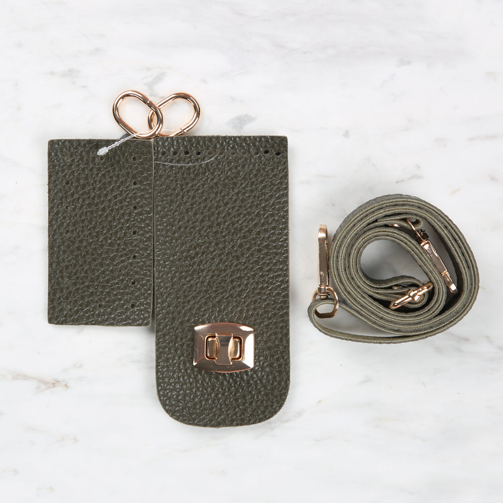 Knitme Tabanlı Klipsli Telefon Seti Haki BA-0058