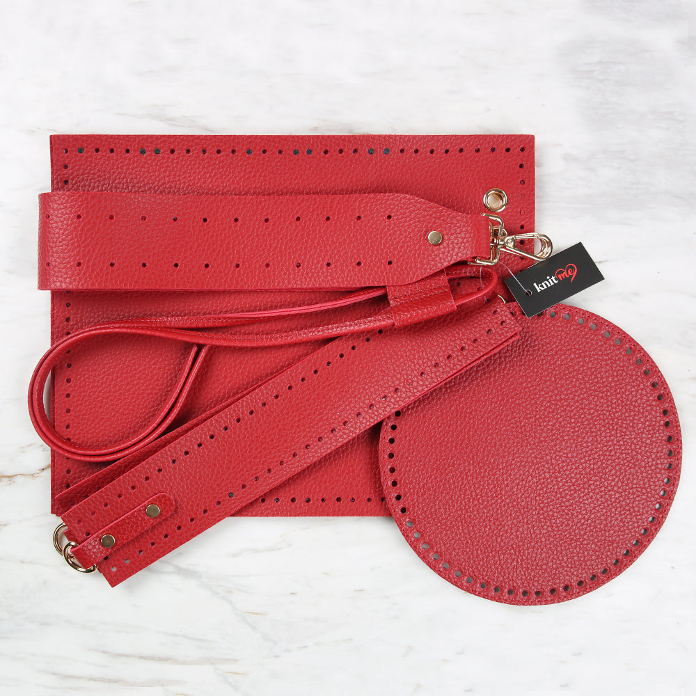 Knitme Kova Çanta Seti Kırmızı BA-0114