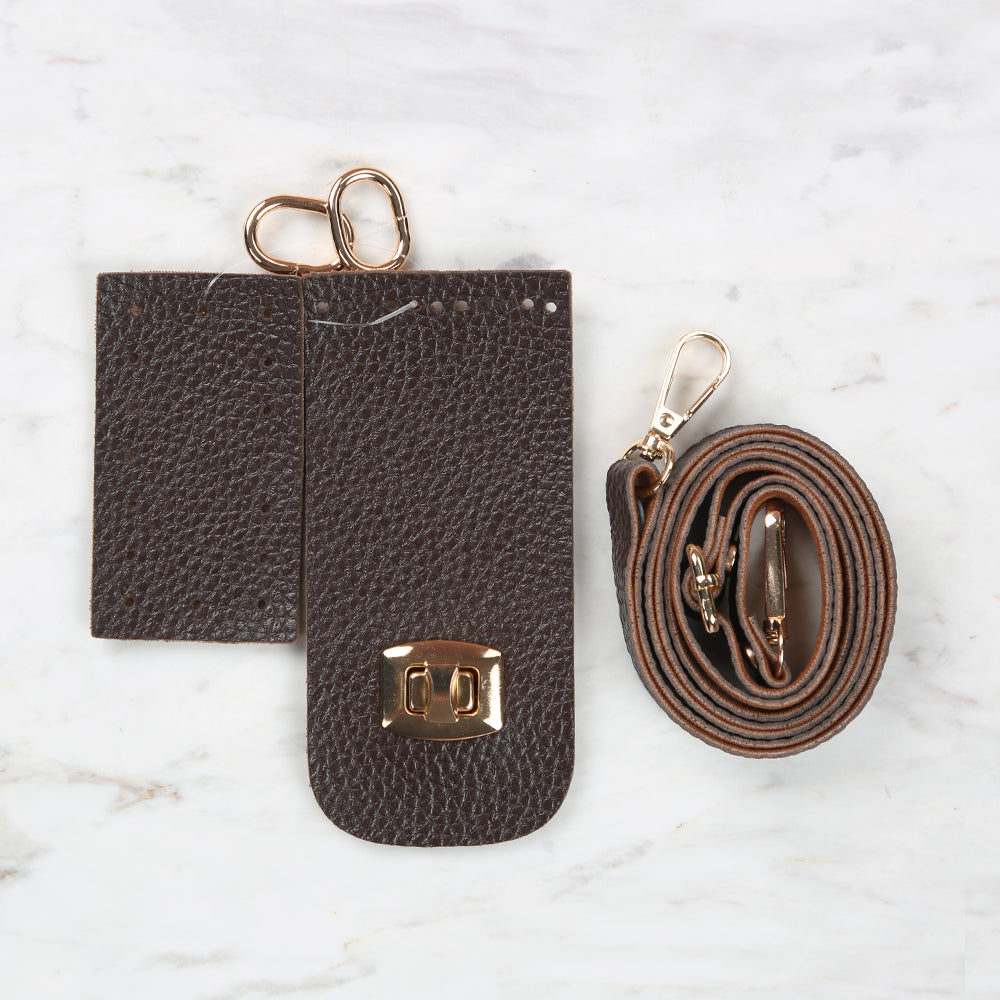 Knitme Tabanlı Klipsli Telefon Seti Kahverengi BA-0058