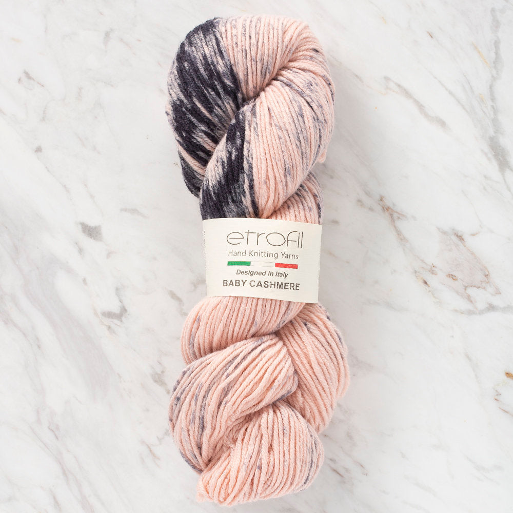 Etrofil Baby Cashmere Pembe - Gri Ebruli El Örgü İpliği - EL009