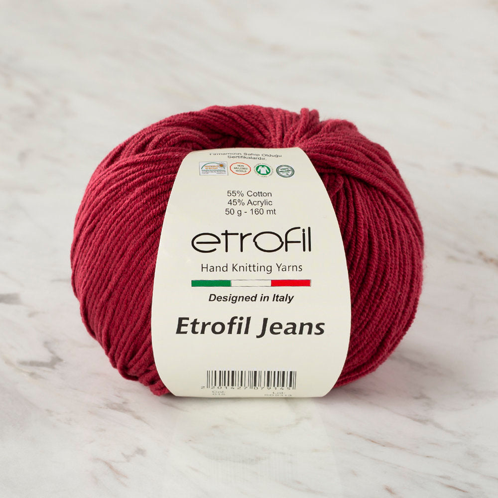 Etrofil Jeans Bordo El Örgü İpi - 015