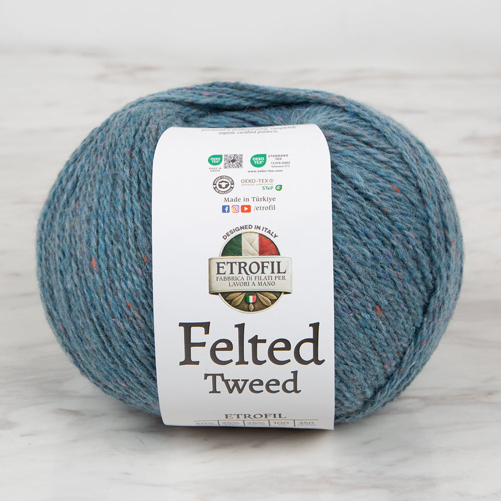 Etrofil Felted Tweed Mavi El Örgü İpi - 75375