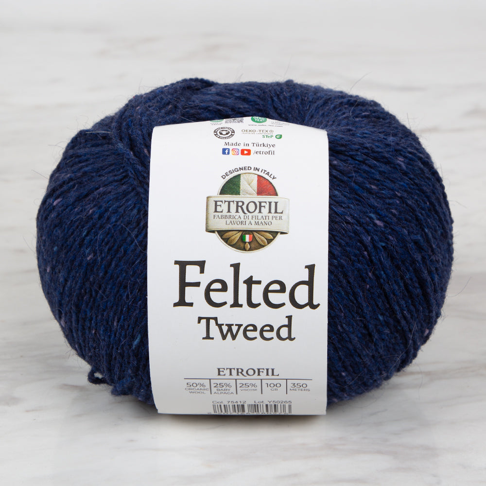 Etrofil Felted Tweed Mavi El Örgü İpi - 75412
